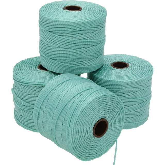 The Beadsmith S-Lon Bead Cord – .5 mm Twisted Nylon Cord, 4 Spools, Turquoise Color, TEX210, 77 Yards