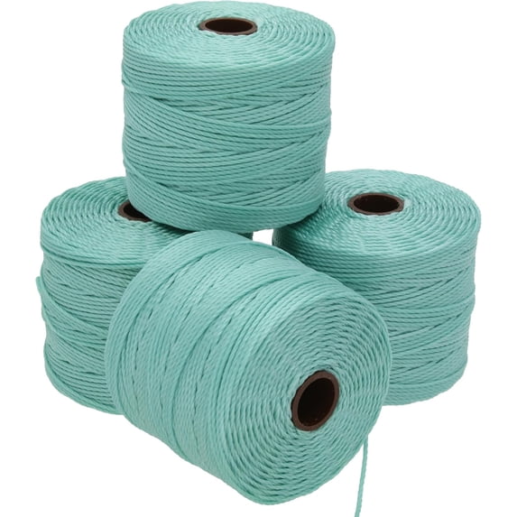The Beadsmith S-Lon Bead Cord – .5 mm Twisted Nylon Cord, 4 Spools, Turquoise Color, TEX210, 77 Yards