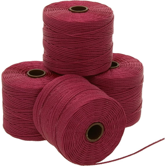 The Beadsmith S-Lon Bead Cord – .5 mm Twisted Nylon Cord, 4 Spools, Wine Color, TEX210, 77 Yards