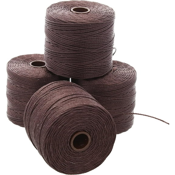 The Beadsmith S-Lon Bead Cord – .5 mm Twisted Nylon Cord, 4 Spools, Winette Color, TEX210, 77 Yards