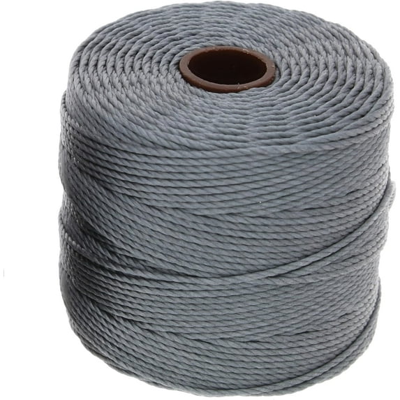 The Beadsmith S-Lon Bead Cord – .5 mm Twisted Nylon Cord, Grey Color, TEX210, 77 Yards