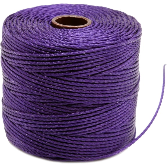 The Beadsmith S-Lon Bead Cord – .5 mm Twisted Nylon Cord, Purple Color, TEX210, 77 Yards