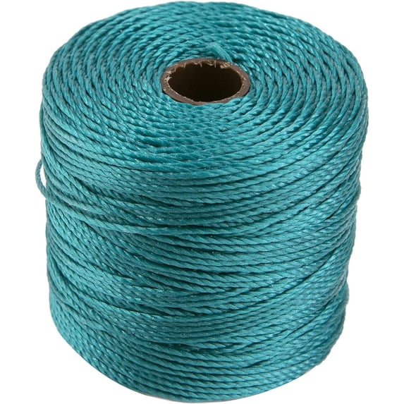 The Beadsmith S-Lon Bead Cord – .5 mm Twisted Nylon Cord, Teal Color, TEX210, 77 Yards