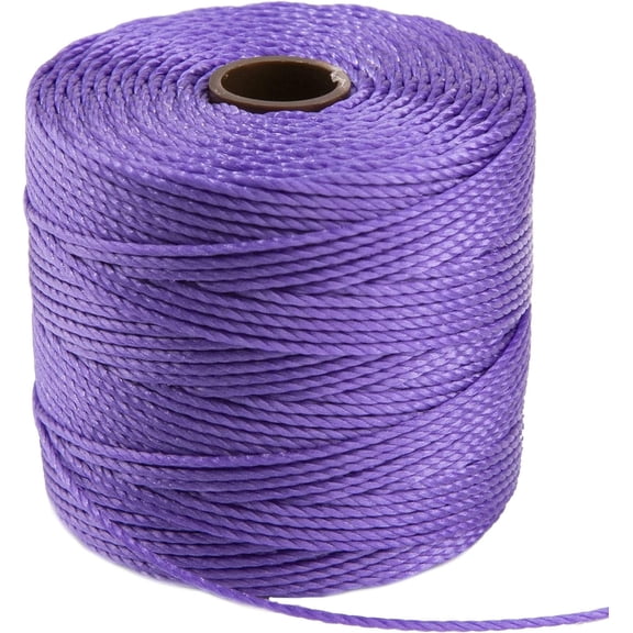 The Beadsmith S-Lon Bead Cord – .5 mm Twisted Nylon Cord for Stringing, Violet Color, TEX210, 77 Yard Spool