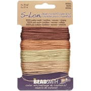 The Beadsmith S-Lon Bead Cord   .5 mm Twisted Nylon Cord for Stringing, TEX210, Neutrals Mix, 4 Colors, 10 Yards Each Color