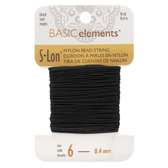 The Beadsmith S-Lon Beading Thread – Black, Size 6 (0.4 mm), 18 Yds (16.4 m), Strong Stringing Cord
