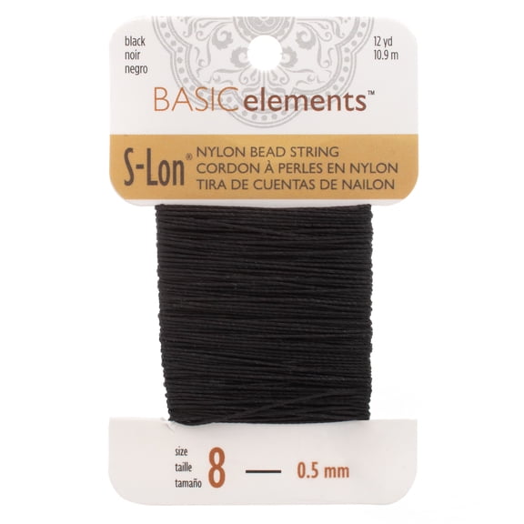 The Beadsmith S-Lon Beading Thread – Black, Size 8 (0.5 mm), 12 Yds (10.9 m), Strong Stringing Cord