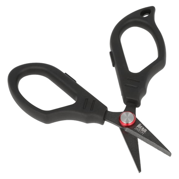 The Beadsmith S-Lon Fire Serrated Shears - 5" Craft Scissors with Micro-Serrated Blades