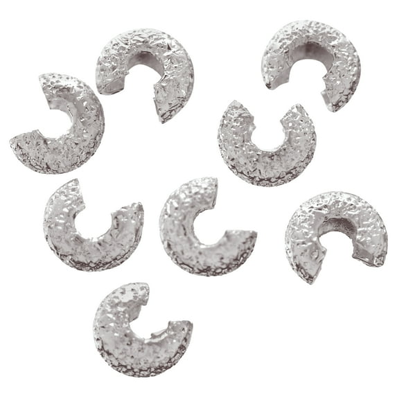 The Beadsmith Silver-Plated Crimp Covers – Stardust Sparkle, Round, Half Open, 4mm, 144 Pieces