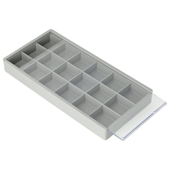 The Beadsmith Slim Gray Organizer – 7.75″ × 3.8″ × 0.85″ Storage Case with 18 Sections & Sliding Lid