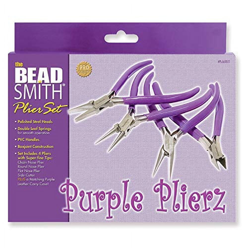 The Beadsmith Spring Loaded Pliers with Purple Handle Set