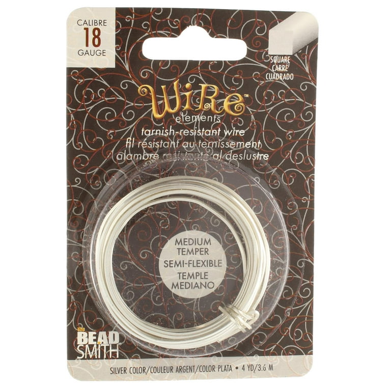 The Beadsmith Square Craft Wire - Wire Elements - Medium Temper - 18 Gauge,  4 Yard Coil - Silver Color - Beading Wire Used for Jewelry Making, Wire  Wrapping, and Other DIY Arts & Crafts 