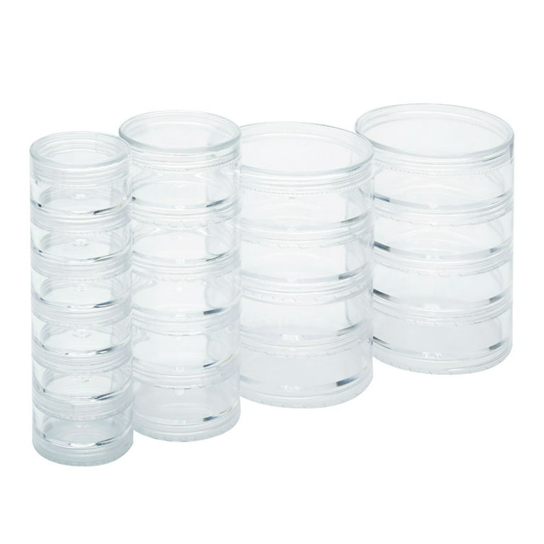 The Beadsmith – Stack Jar 4-Piece Assortment – 2 x 4 Stack, 1 x 5 Stack, 1 x 6 Stack, Pill Containers, Empty Pot Jars, Refillable Cosmetic