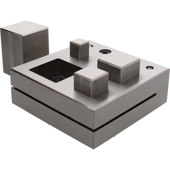 The Beadsmith - Steel Jumbo Square Disc Cutter Set with 4 Punches and Die. Tool for Cutting Accurate Squares from: 25/64-1-1/16" Inches Using a Soft Metal Sheet up to 20 Gauge and Thinner