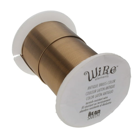 The Beadsmith Wire Elements 16-Gauge Lacquered Tarnish-Resistant Copper Wire for Jewelry Making, 8 Yard, 7.32 Meter Spool (Antique Brass)