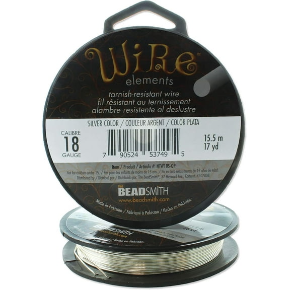 The Beadsmith Wire Elements 18-Gauge Lacquered Tarnish-Resistant Copper Wire for Jewelry Making, 177 Yard, 161.85 Meter, Pound Spool (Silver Color)
