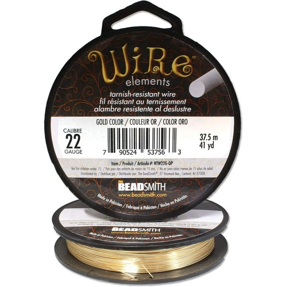 The Beadsmith Wire Elements 20-Gauge Lacquered Tarnish-Resistant Copper Wire for Jewelry Making, 26 Yard, 23.77 Meter, Pound Spool (Gold Color)