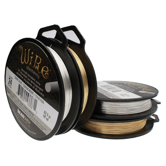 The Beadsmith Wire Elements 24-Gauge Lacquered Tarnish-Resistant Copper Wire for Jewelry Making, 177 Yard, 161.85 Meter, ¼ Pound Spool (Silver Color)