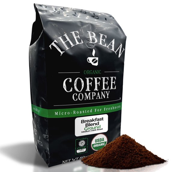 The Bean Organic Coffee Company Breakfast Blend, Medium Dark Roast, Ground Coffee, 5-Pound Bag
