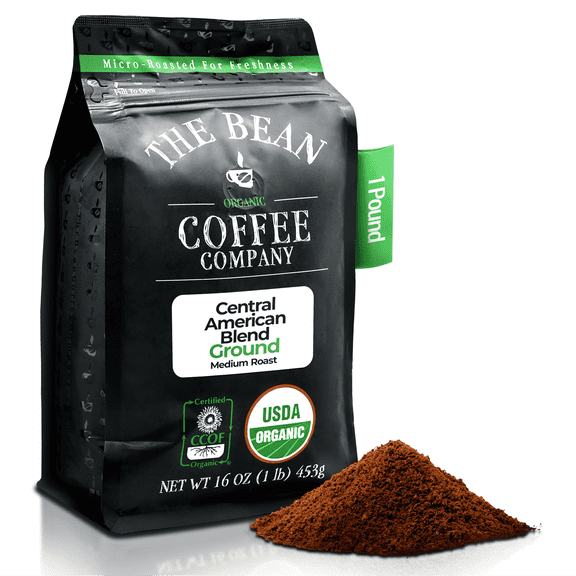 The Bean Organic Coffee Company Central America, Medium Roast, Ground Coffee, 16-Ounce Bag