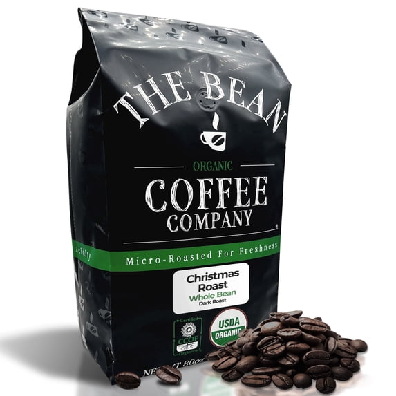 The Bean Organic Coffee Company Christmas Roast, Dark Roast, Whole Bean Coffee, 5-Pound Bag
