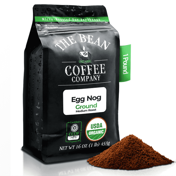 The Bean Organic Coffee Company Egg Nog, Medium Roast, Ground Coffee, 5-Pound Bag