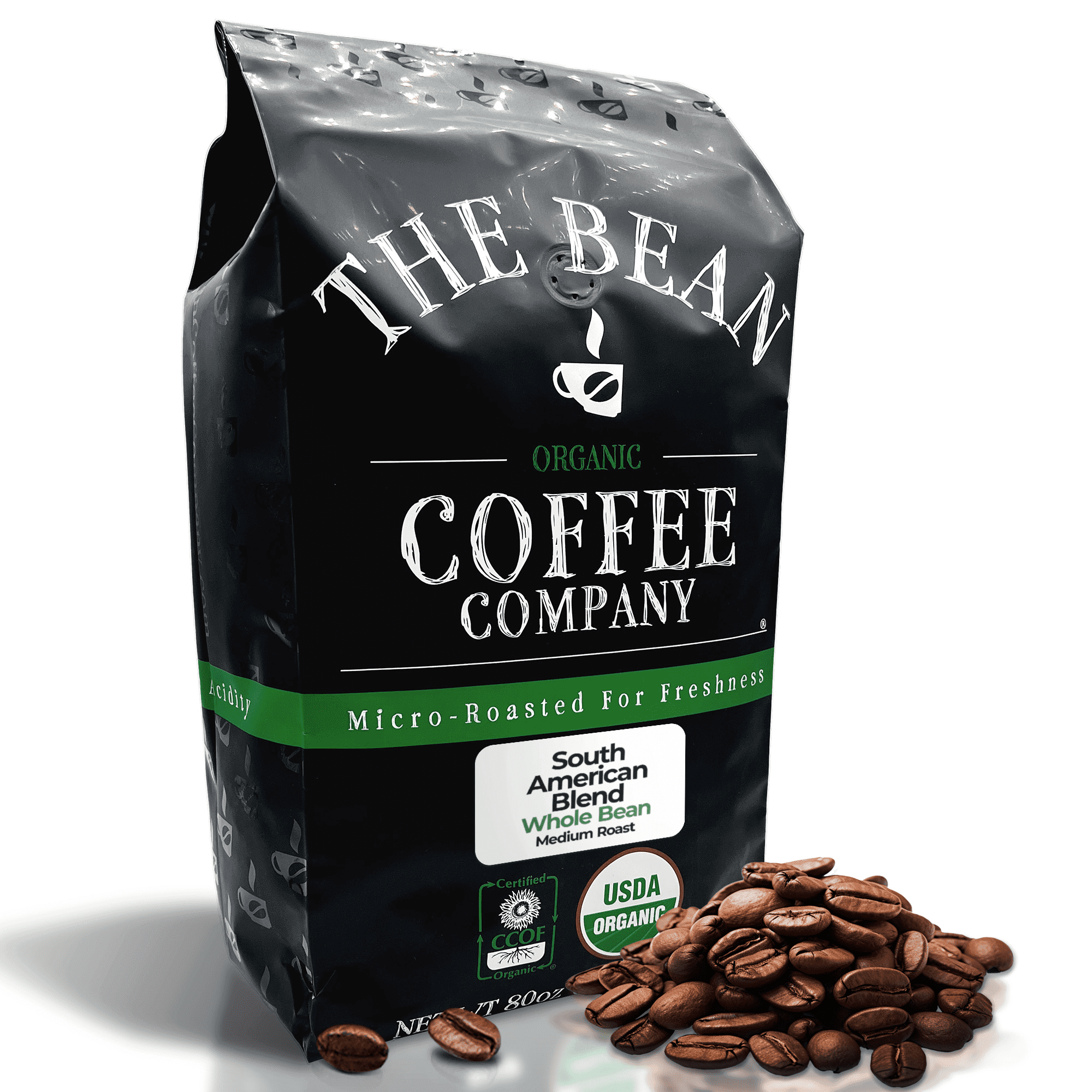 Curated visual reference: South American Brown Coffee Beans Reference: The Bean Organic Coffee Company South America Medium Roast Whole