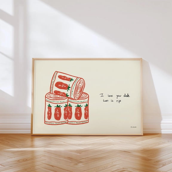 The Bear I Love You Dude Let It Rip Wall Art Print, Kitchen Decor