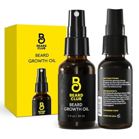 The Beard Club 1 fl oz Biotin Beard Growth Oil Vitamin Spray for Facial Hair Growth, Thickener, Nourishing & Soothing for All Beard Types & Skin