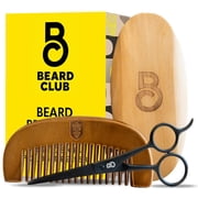 The Beard Club Beard Brush, Comb and Scissors Grooming Kit for Men, Facial Hair Styling, Mustache Care, Trimming and Everyday Grooming Accessories Use