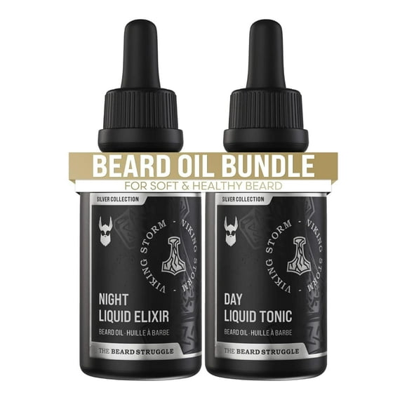 The Beard Struggle Beard Oil Bundle for Men – Viking Storm, Silver Collection, Pack of 2