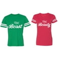 thumbnail image 1 of The Beast The Beauty Matching Couple Cotton Jerseys (Men Green / Women Red) (Men M / Women L), 1 of 3