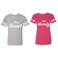 thumbnail image 1 of The Beast The Beauty Matching Couple Cotton Jerseys (Men Heather / Women Pink) (Men XL / Women XXL), 1 of 3