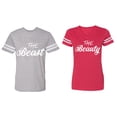 thumbnail image 1 of The Beast The Beauty Matching Couple Cotton Jerseys (Men Heather / Women Red) (Men S / Women XXL), 1 of 3