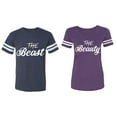 thumbnail image 1 of The Beast The Beauty Matching Couple Cotton Jerseys (Men Navy / Women Purple) (Men S / Women M), 1 of 3
