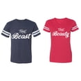 thumbnail image 1 of The Beast The Beauty Matching Couple Cotton Jerseys (Men Navy / Women Red) (Men XL / Women XL), 1 of 3