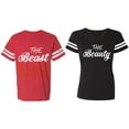 thumbnail image 1 of The Beast The Beauty Matching Couple Cotton Jerseys (Men Red / Women Black) (Men S / Women M), 1 of 3