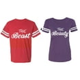 thumbnail image 1 of The Beast The Beauty Matching Couple Cotton Jerseys (Men Red / Women Purple) (Men XL / Women XXL), 1 of 3
