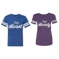 thumbnail image 1 of The Beast The Beauty Matching Couple Cotton Jerseys (Men Royal / Women Purple) (Men S / Women XXL), 1 of 3