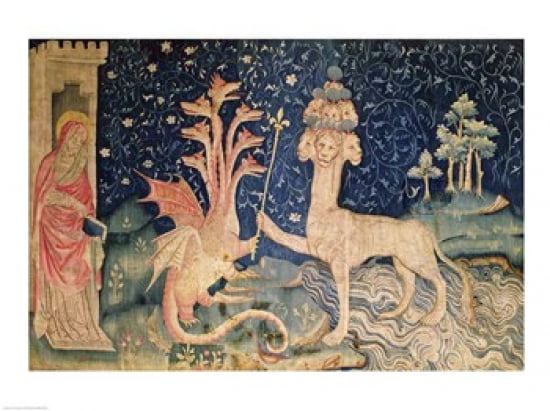 The Beast of the Sea with Seven Heads and Ten Crowns Canvas Art - Nicolas Bataille (24 x 18)