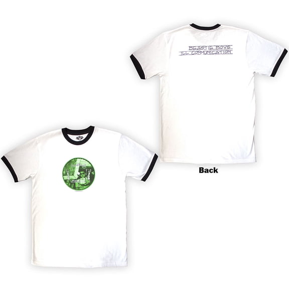 The Beastie Boys Unisex Ringer T-Shirt Record Label (White) (Back Print) (Large)