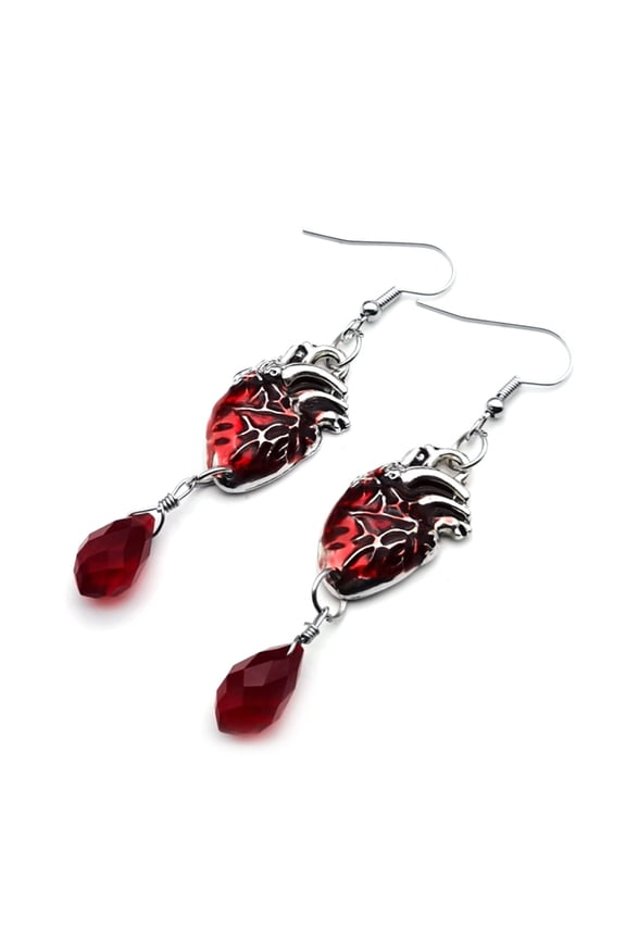 The Beating Heart Asymmetrical Cuff Earrings Chain Ear Cuff Clip Jewelry Gift