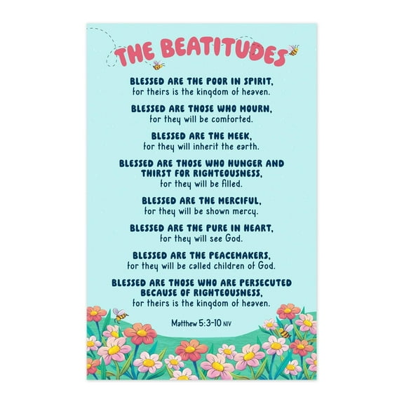 The Beatitudes Matthew 5:3-10 Bible Verse Poster for Kids  Educational Kids Bible Posters for Classroom, Homeschool, Sunday School