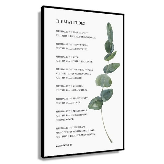 The Beatitudes Matthew 5 3-10 Christian Blessing Wall Art Print, Bible Verse Wall Art, Watercolor Botanical Scripture Poster Nature