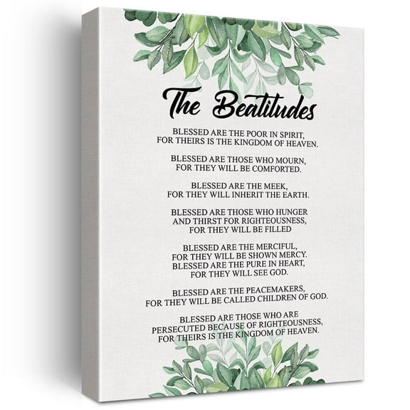 The Beatitudes Scripture Sign Canvas Home Wall Art Decor Bible Verse Painting Christian Poster Framed Ready to Hang