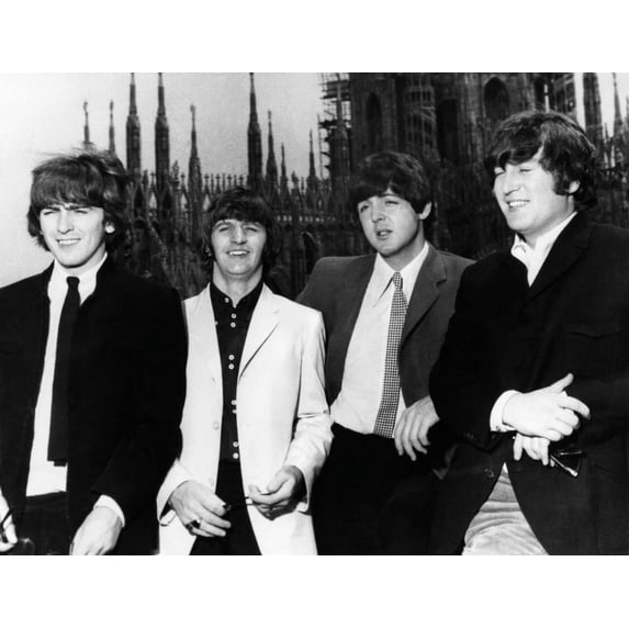 The Beatles, 1965. /Nthe Beatles In Milan, Italy. Photograph, 1965. Left To Right: George Harrison, Ringo Starr, Paul Mccartney And John Lennon. Poster Print by (24 x 36)