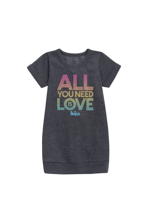 - All You Need Is Love - Girls Short Sleeve Fleece Dress