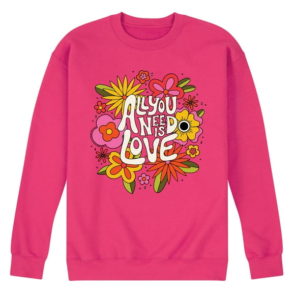 The Beatles - All You Need Is Love Retro Floral  - Men's Crew Fleece Sweatshirt