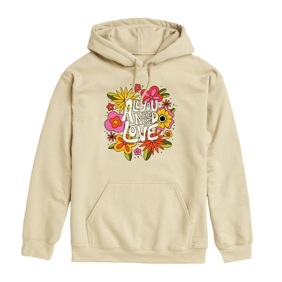 The Beatles - All You Need Is Love Retro Floral  - Men's Pullover Fleece Hoodie
