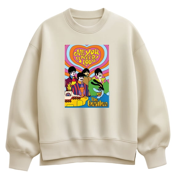 The Beatles - All You Need Is Love Women's Oversized Fleece Crew Sweatshirt